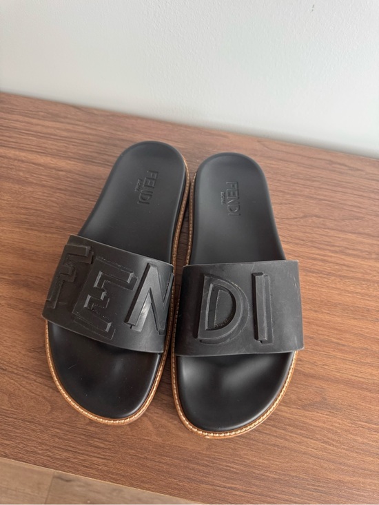 Fendi Other - Fendi Black Slides with Brown Trim
